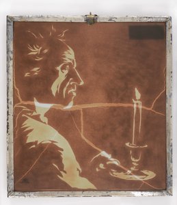 Borststuk van een man bij kaarslicht door Adolph Menzel