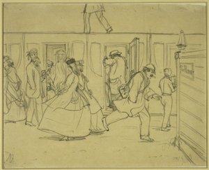 Reizigers op het station („Voor heren“) door Adolph Menzel