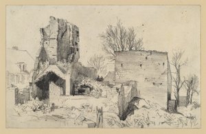 Ruïne van een huis door Adolph Menzel
