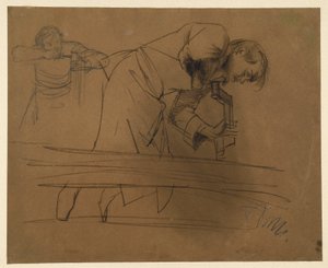 Timmerman werkend met boor en beitel door Adolph Menzel