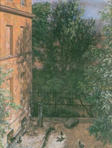 Uitzicht op een kleine binnenplaats door Adolph Menzel