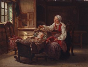 Moeder met kind door Adolph Tidemand