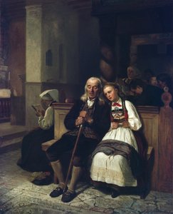 De blinde en zijn dochter door Adolph Tidemand