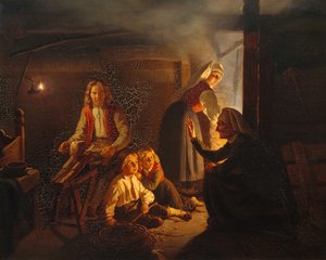 De verhalenverteller (schilderij) door Adolph Tidemand