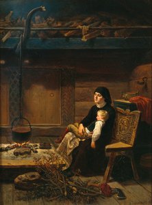 De weduwe en haar zoon door Adolph Tidemand