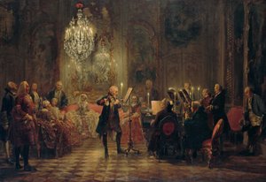 Fluitconcert van Frederik de Grote in Sanssouci door Adolph Menzel