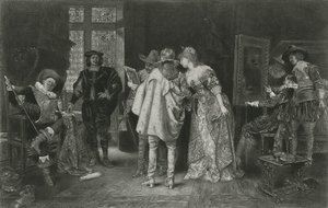 Kenners in Rembrandts studio, illustratie uit 