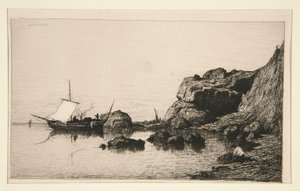 Vissersboot die aanlegt bij de rotsen van Collioure (Pyreneeën Orientales)