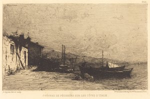 Vissershutten aan de kust van Italië door Adolphe Appian