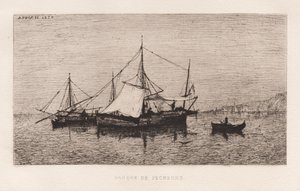 Vissersboot Kustschip Italiaanse Kust..., 1874 door Adolphe Appian