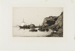 Vissersvaartuigen bij de kliffen van Collioure