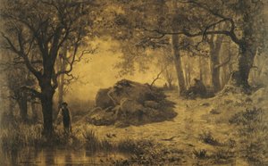 Vijver aan de rand van het bos door Adolphe Appian