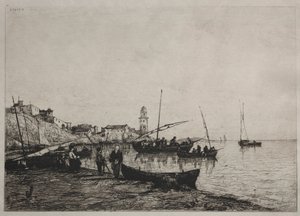 Terugkeer van de vissersboten in Collioure, nabij de Spaanse grens, 1878 door Adolphe Appian