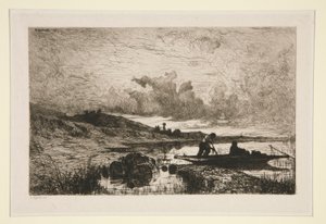 Een avond, oevers van de Rhône bij Rix door Adolphe Appian