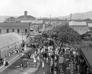 King Street noordwaarts, Kingston, Jamaica door Adolphe Duperly and Son