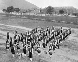 West-Indische band, Up-Park-Camp, Jamaica, ca. 1905 door Adolphe Duperly and Son