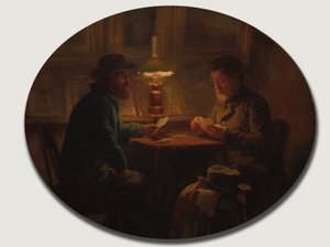 Kaartspel bij "le Père Martin" door Adolphe Felix Cals
