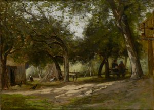 Landschap met een boerenerf door Adolphe Felix Cals