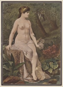 Vrouw zittend op het platteland door Adolphe Frederic Lejeune