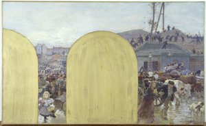 Schets voor het kabinet van de prefect van het Hôtel de Ville de Paris: De terugkeer naar Parijs van de inwoners van de voorsteden: Het beleg van Parijs in 1870, in 1895