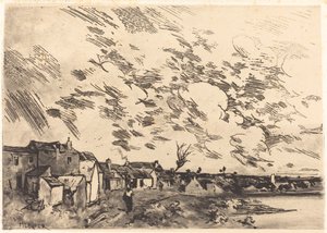 Dorp aan de Oever van een Rivier door Adolphe Hervier