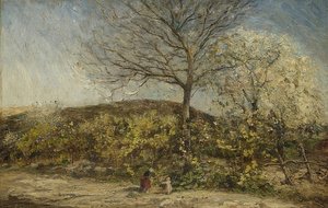 Landschap met bloeiende boomgaard door Adolphe Joseph Thomas Monticelli