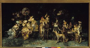 Nachtfeest in een park door Adolphe Joseph Thomas Monticelli