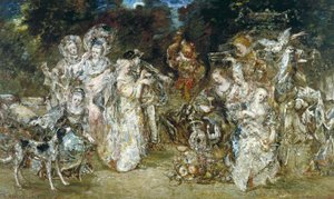 Reünie in een park ten tijde van de Valois