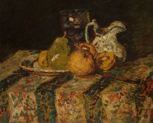 Stilleven met fruit en wijnkan door Adolphe Joseph Thomas Monticelli