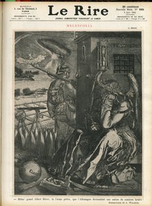Illustratie van Adolphe dit Willette (1857-1926) voor de Omslag van Le Lire, 06/06/14 - Helaas, grote Albert Durer, je had voorspeld dat Duitsland een land van donkere bruten zou worden! - Melancholia - Oorlog, Duitsland Pruisen - Durer door Adolphe Leon Willette