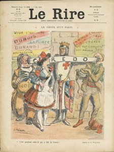 Illustratie van Adolphe dit Willette (1857-1926) voor de omslag van Le Rire, 07/05/10 - Partijkeuze - Verkiezingen - Marianne door Adolphe Leon Willette