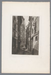 Gezicht op de Rue Saint Éloi (Franse etsen uit 1874)