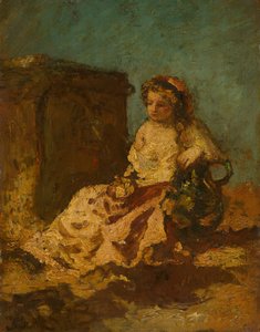 Meditatie Zittende vrouw, ca. 1878-79 door Adolphe Monticelli