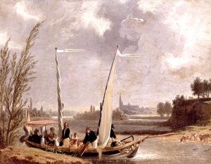 Louis-Philippe en zijn familie in een boot in Neuilly door Adolphe Roehn