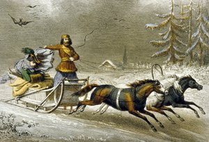 Een slee in de sneeuw, Rusland door Adolphe Rouargue