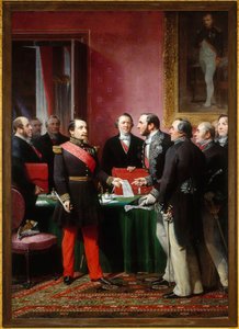 Napoleon III overhandigt Baron Haussmann het decreet tot annexatie van de naburige gemeenten (16 februari)
