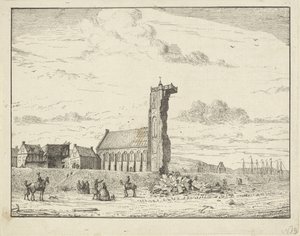 Ingestorte toren te Egmond aan Zee, 1741