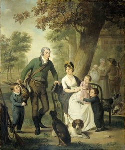 Jonkheer Gysbert Carel Rutger Reinier van Brienen van Ramerus (1771-1821), met zijn vrouw en vier van hun kinderen