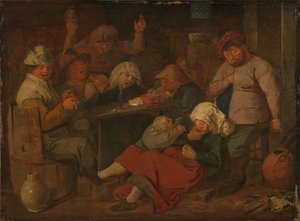 Arme mensen drinken in een taverne