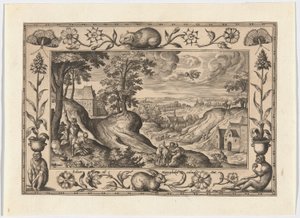 Abrahams offer van Isaak, uit Landschappen met scènes uit het Oude en Nieuwe Testament en Jachtscènes