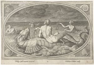 Acis op een Vis door Adriaen Collaert