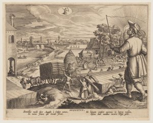 Augustus, van Twaalf Maanden door Adriaen Collaert