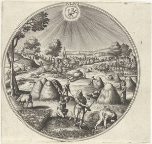 Juli (De twaalf maanden) door Adriaen Collaert