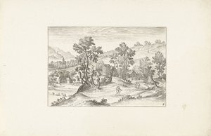 Landschap met wandelaars