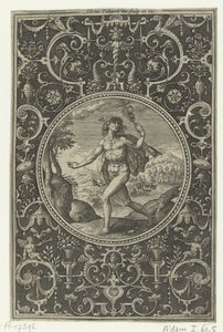 Medaillon waarin Mercurius met zijn staf in zijn hand door Adriaen Collaert