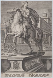 Plaat 12: ruiterstandbeeld van Domitianus, driekwart naar links gezien, ca. 1587-89