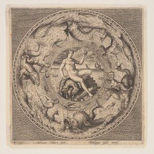 Thetis op een schelp, uit een serie ontwerpen voor platen (Fonds de Coupe)