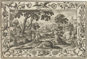 Vlucht naar Egypte door Adriaen Collaert