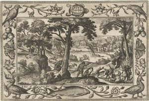 Zwijnenjacht door Adriaen Collaert