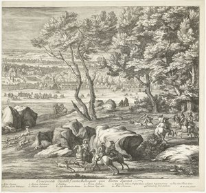 Gezicht op het kasteel van Fontainebleau (rechterblad)
